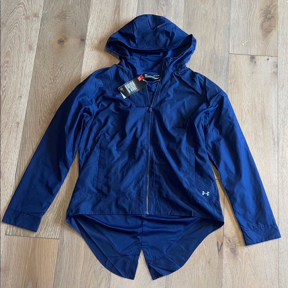 New Under Armour Dark Blue Hooded Jacket loose cold gear medium outdoor